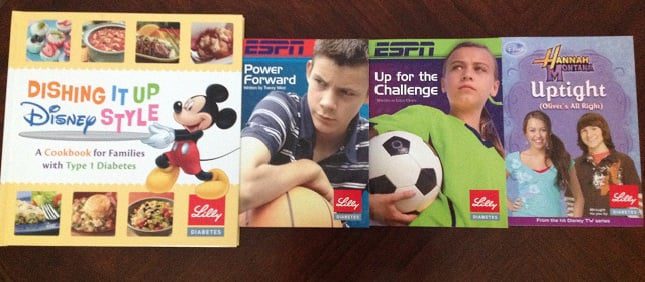 Exemplos de material educativo lançados em parceria entre a farmacêutica Lilly e a Disney nos EUA. Crédito: diabetesmine.com